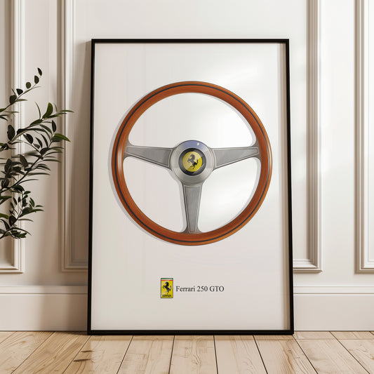 Ferrari 250 GTO classic car steering wheel - Car illustration, automotive Wall art/decor