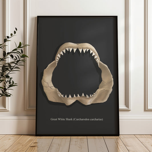 Great White Shark jaws - Luxury shark illustration, shark wall art/decor