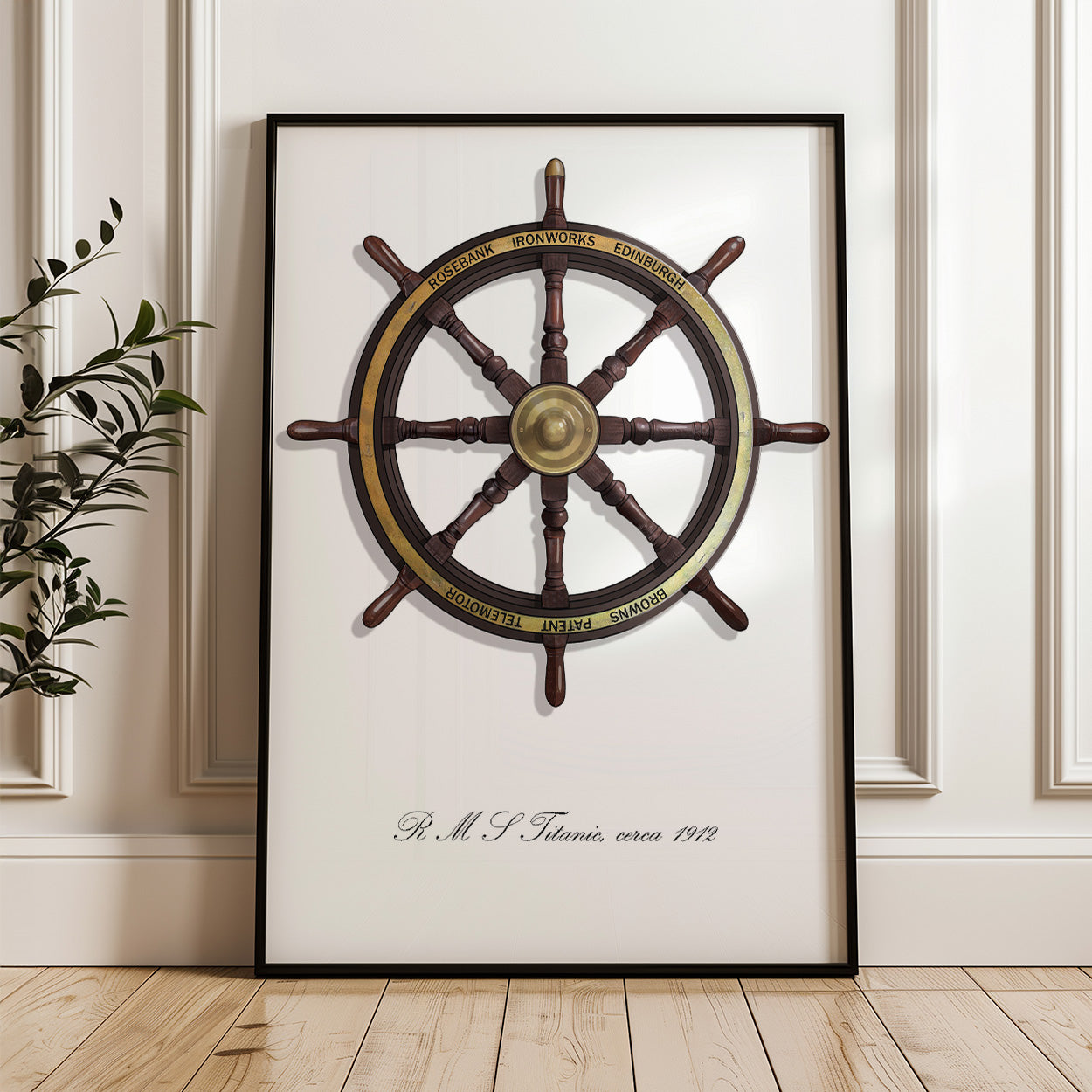 HMS Titanic Ships Wheel - Ship illustration, historic maritime Wall art/decor