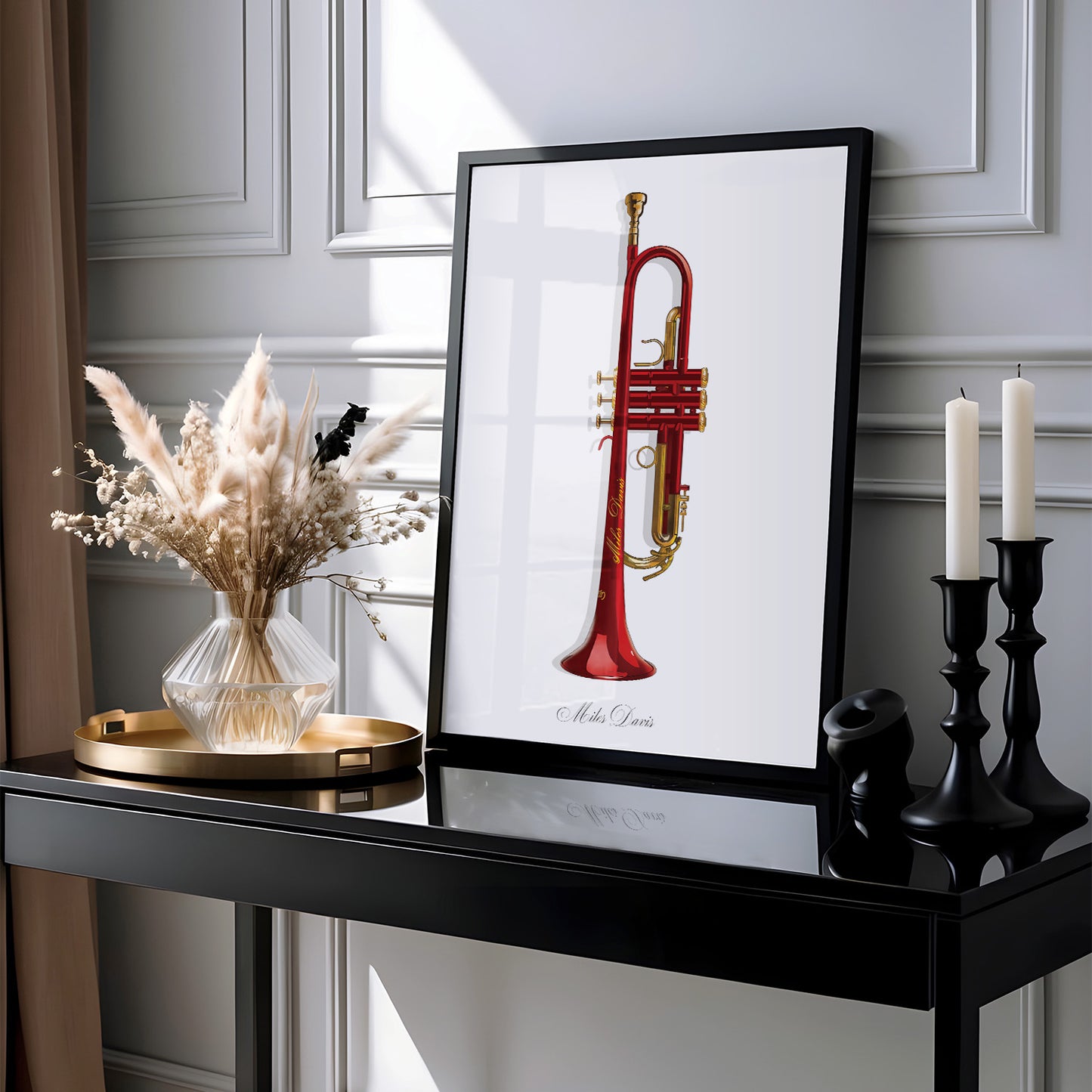 Miles Davis red trumpet - Luxury Instrument illustration, Musical wall art/decor