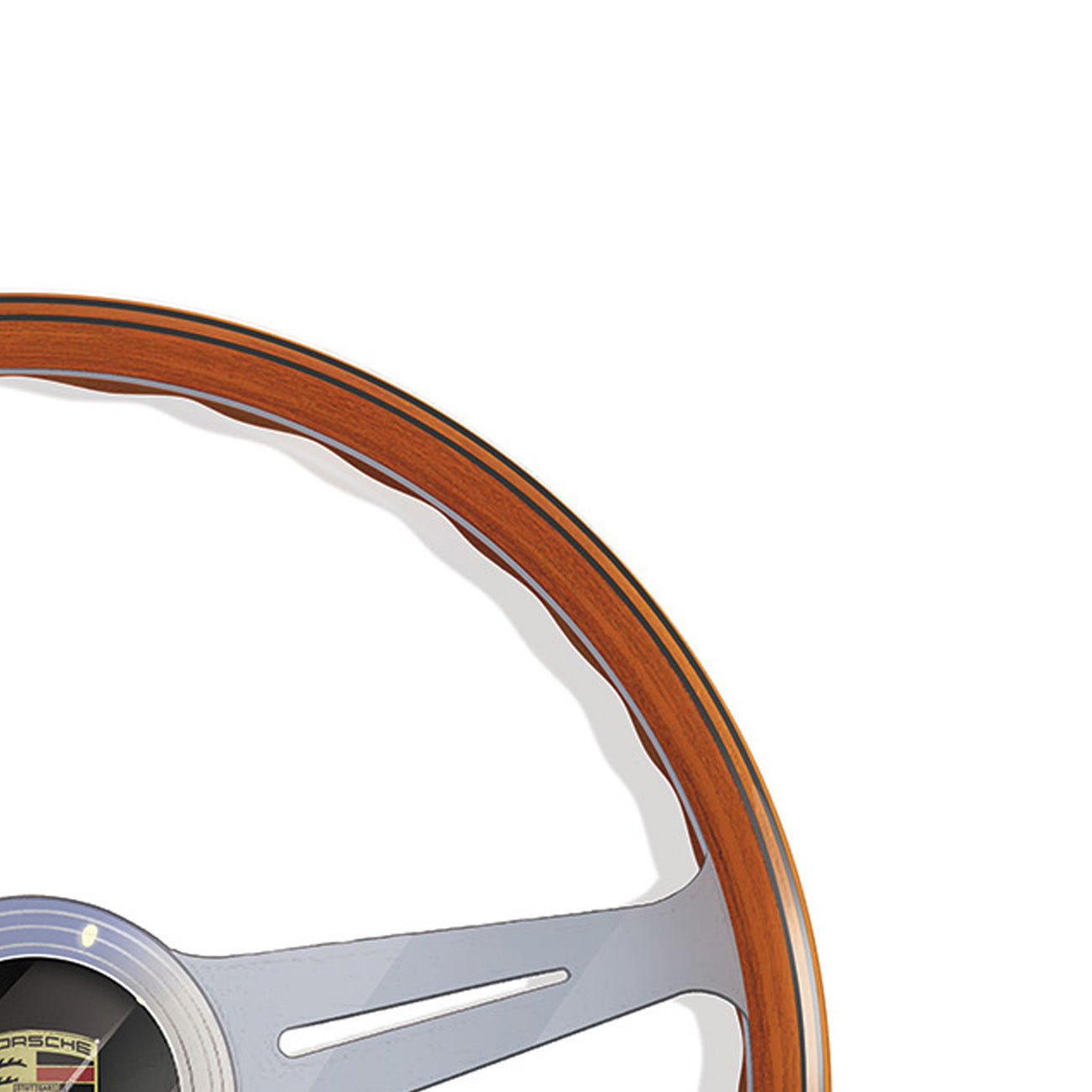 Porsche 356 Speedster classic car steering wheel - luxury classic car illustration, automotive wall art/decor