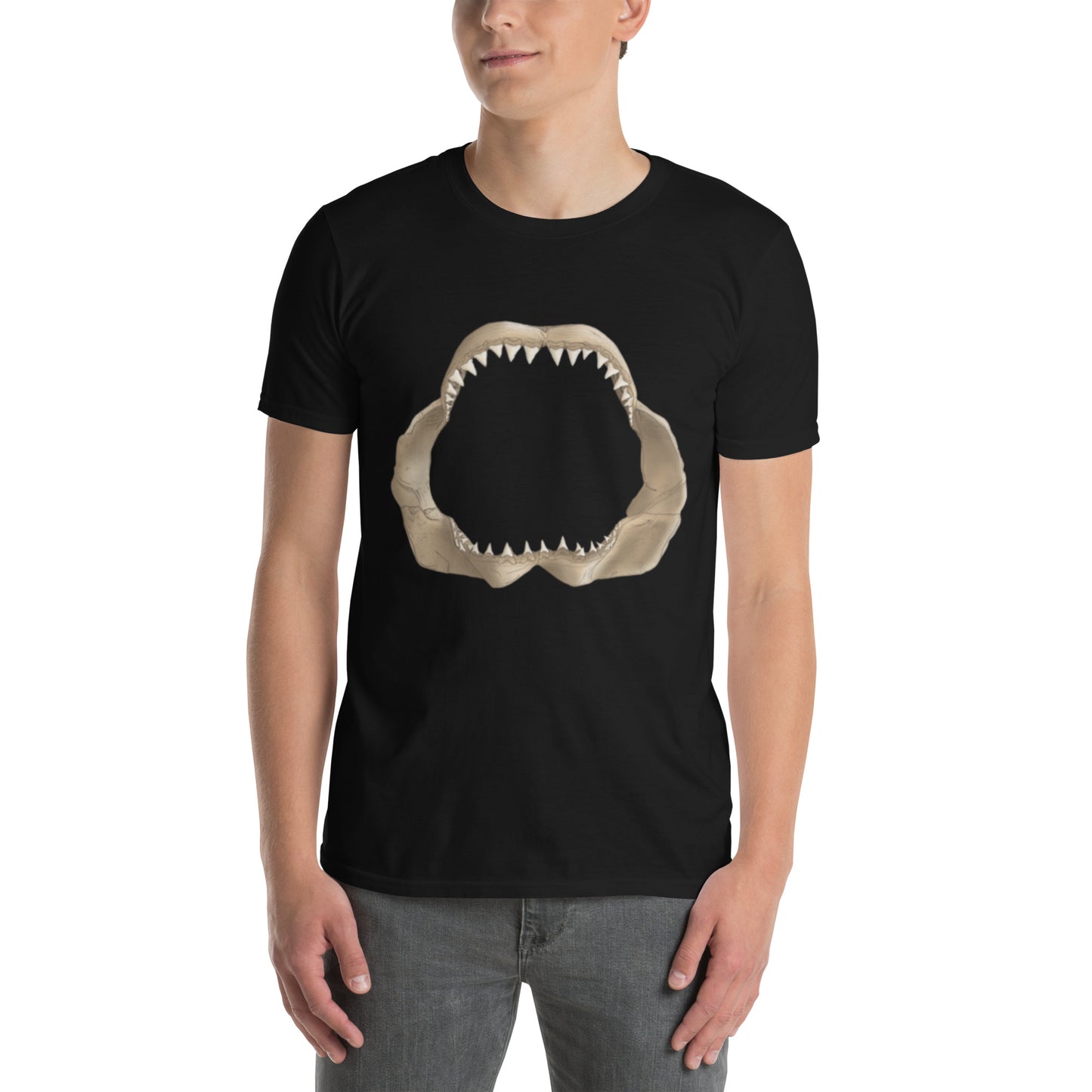 Great White Shark Jaws Short-Sleeve Unisex T-Shirt, by Trophyroomy